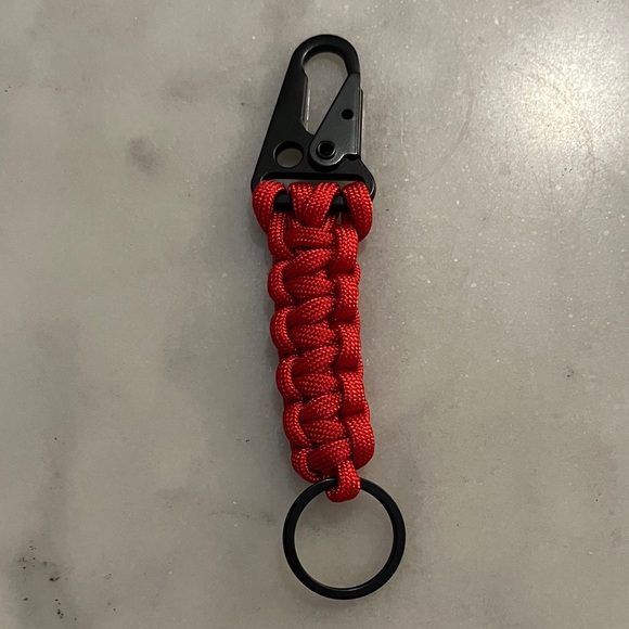 Other - Red Paracord Keychain with Black Metal Clip